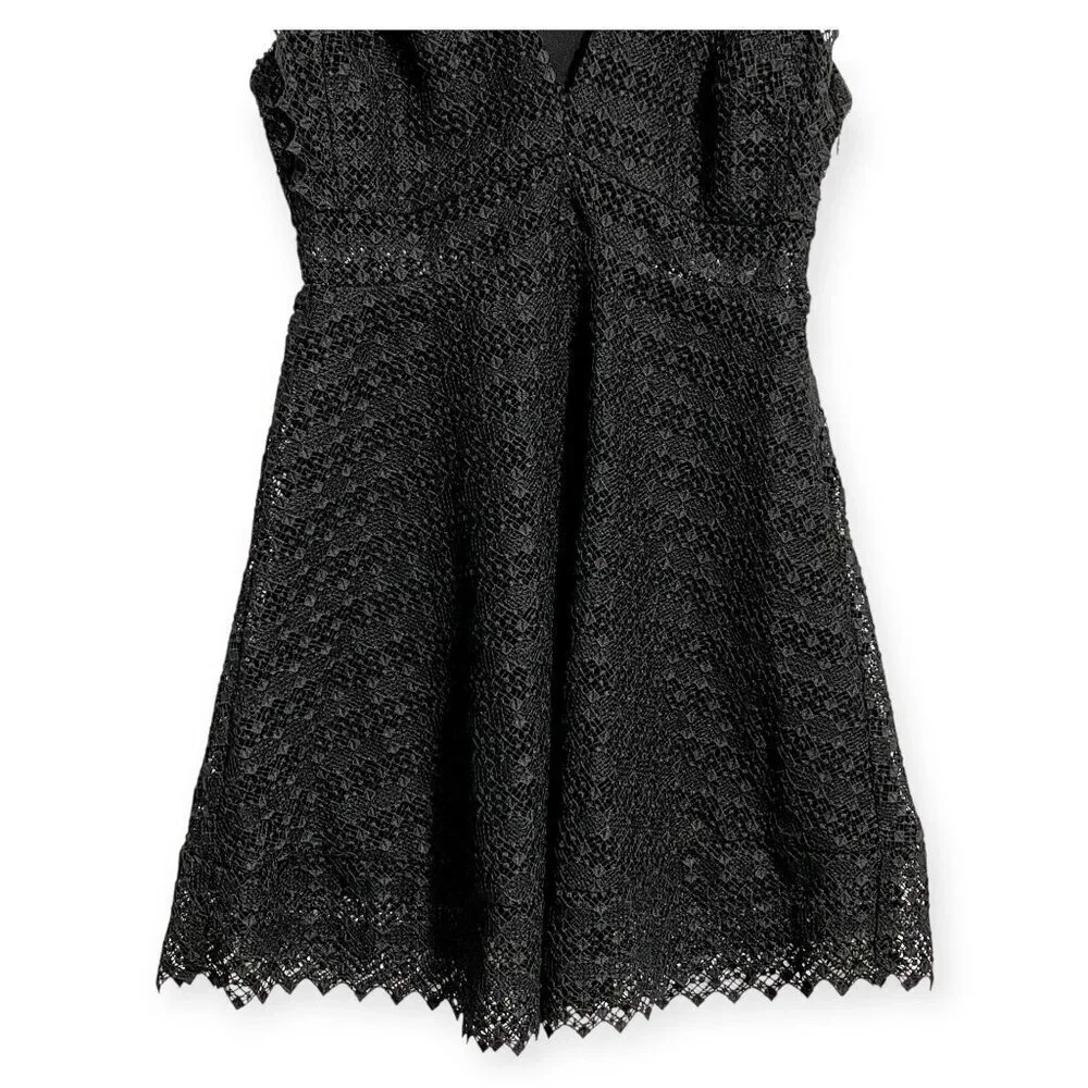 Sandro Lindsey black pinked crocheted dress, Size 3/L - Picture 9 of 15